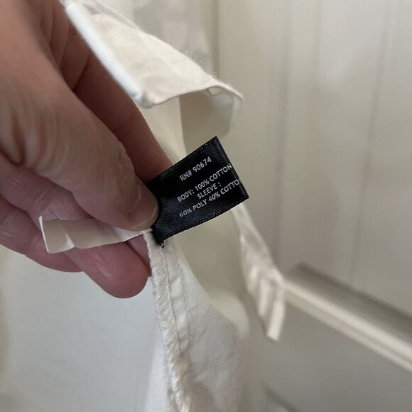 Boston Proper White Button Up Sheer Floral Long Balloon Sleeve Top Womens Size S - Picture 7 of 12